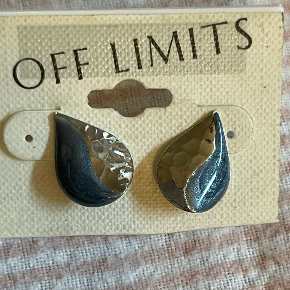 Off limits hammered and resin leaf earrings